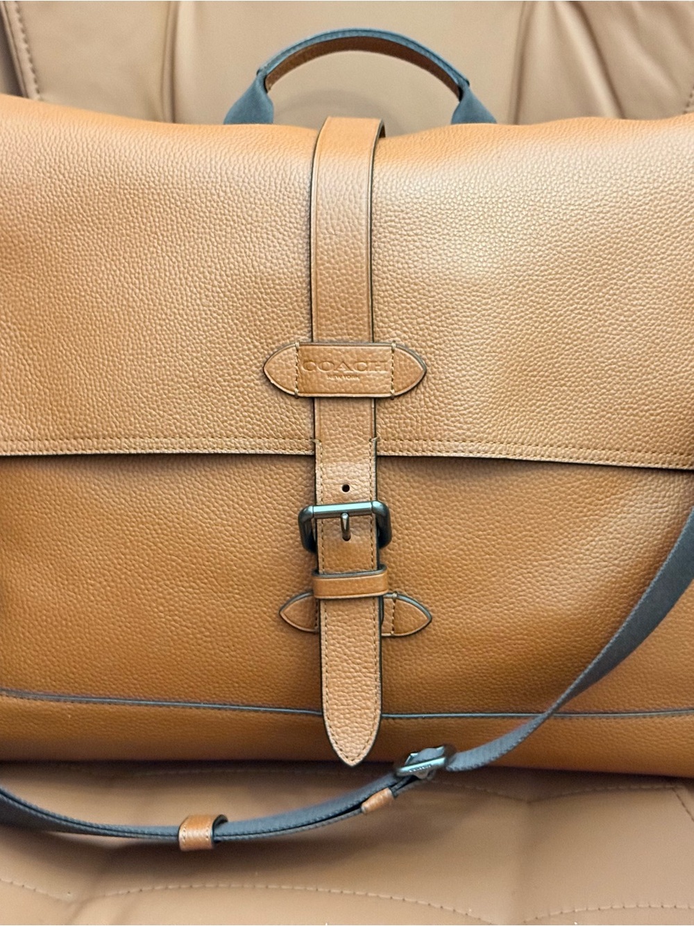 Coach Hudson Leather Messenger Bag Briefcase Saddle Brown Laptop Crossbody - Picture 14 of 16